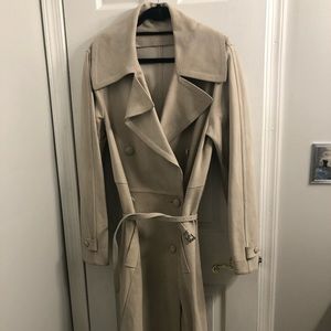Donna Karan collection tan suede trench coat